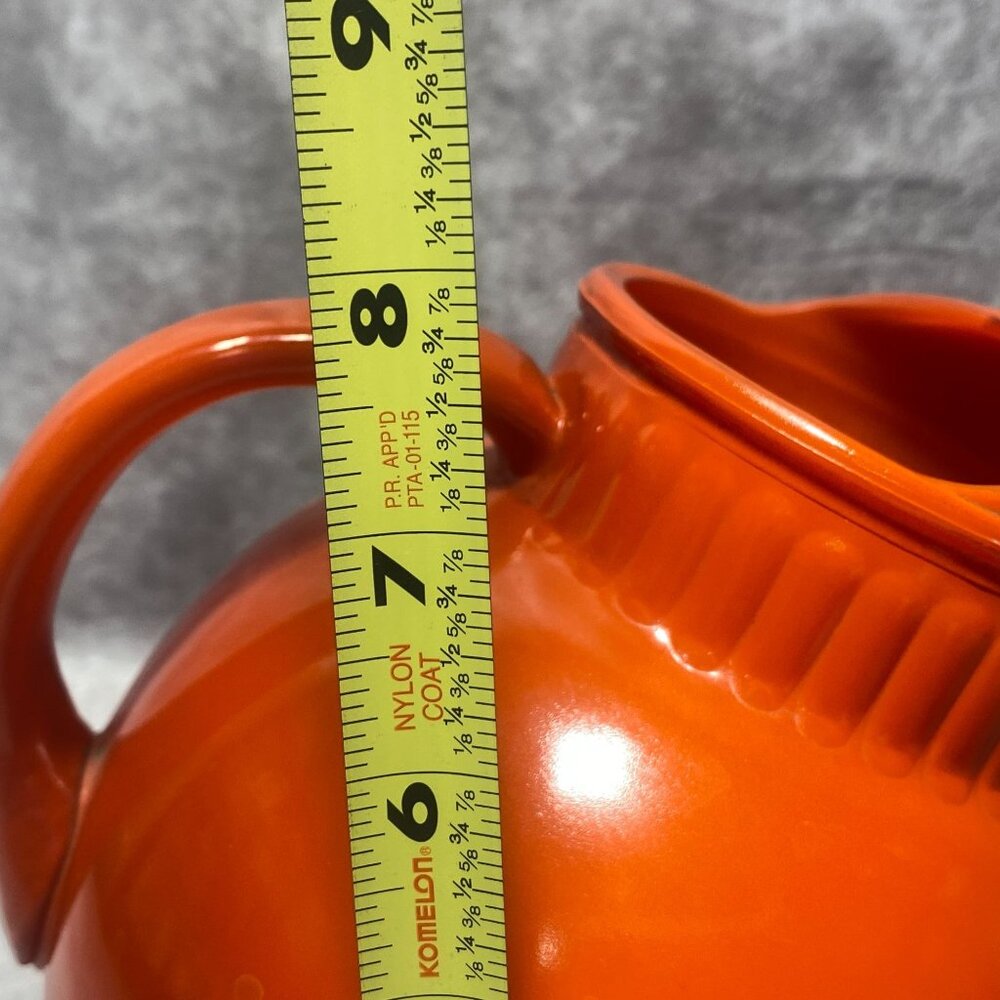 Vintage Anchor Hocking Tilt Ball Orange Ceramic Pitcher Jug & Tumblers Set - Picture 13 of 15